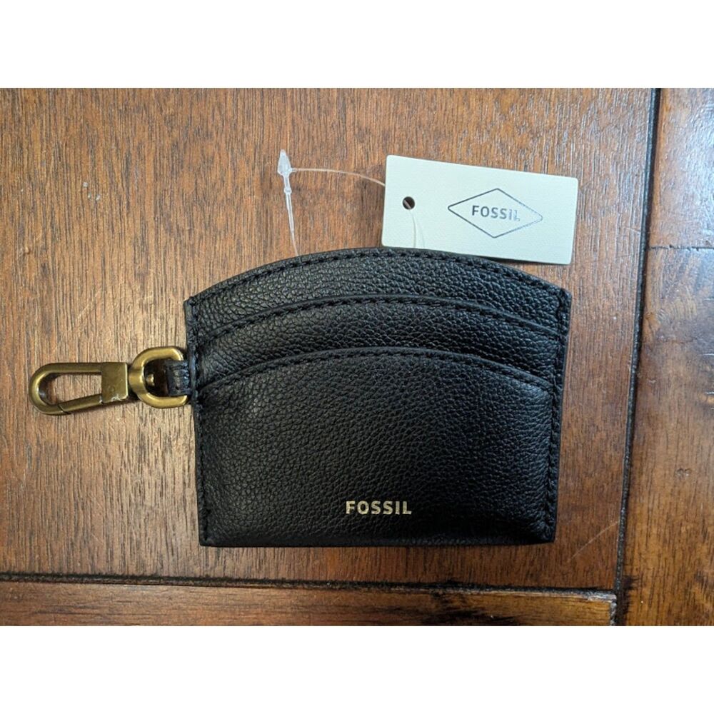 NWT Fossil Black Leather Card Case "Sofia"